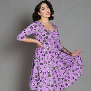 Pinup Couture Kayla Dress Purple Monster Print